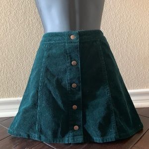 Emerald corduroy skirt